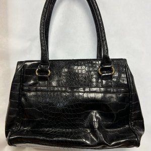 Anne Klein Black Faux Skin Leather Embossed